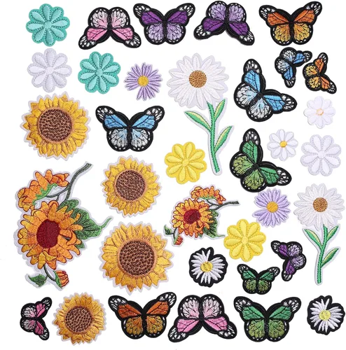 Miniatura 23 de 36 Piezas Parches de Mariposa para Planchar, Parche Bordado para Coser/Planchar Aplique para Ropa, Vestido, Sombrero, Jeans, Accesorios DIY