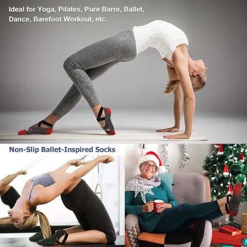 Miniatura 112 de Ozaiic - Calcetines de yoga para mujer con correas y agarres antideslizantes, ideales para pilates, Pure Barre, ballet, danza y entrenamiento