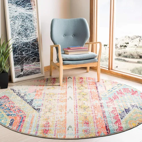 Miniatura 3 de SAFAVIEH Madison Collection - Alfombra decorativa de 2 pies 2 pulgadas x 4 pies, verde y naranja, diseño tribal envejecido, no desprende pelusa