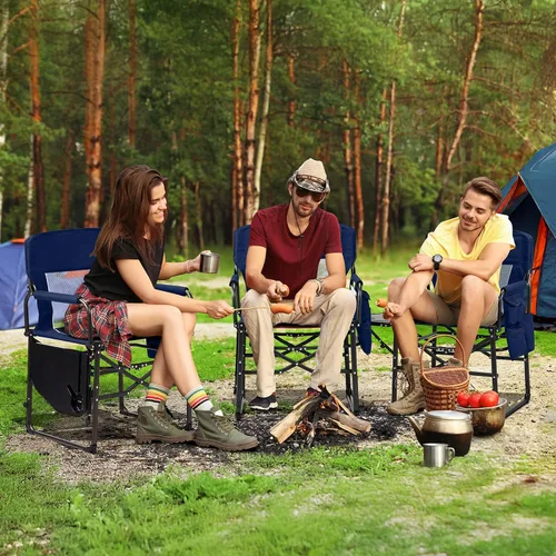 Miniatura 7 de VINGLI Sillas de campamento, silla de directores, silla de camping con mesa auxiliar y bolsa de transporte, sillas de campamento resistentes