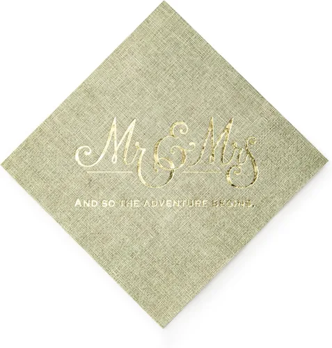 Miniatura 10 de Paquete de 100 servilletas de cóctel de papel con diseño dorado, cena formal, aniversario, servilletas de boda para mesas, habitaciones