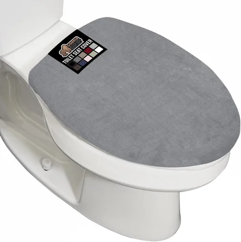 Miniatura 16 de GORILLA GRIP Funda gruesa de espuma viscoelástica para tapa y asiento de inodoro de baño, parte superior de terciopelo suave, lavable a máquina, Azul