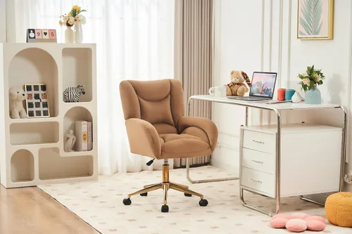 Miniatura 6 de Home Office Desk Chairs with Adjustable Height, Swivel Chair with Gold Metal Base, Ergonomic Office Chair, Comfy Chair for Office, Living Room