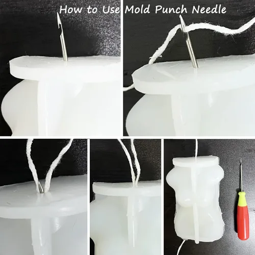 Miniatura 6 de Molde para hacer velas corporales masculinas y femeninas, 2 moldes de silicona con punzón de molde y aguja de gancho para velas para decoración