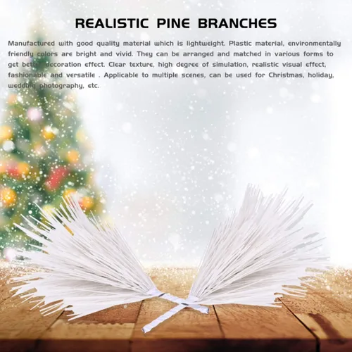 Miniatura 3 de PRETYZOOM 30 piezas de agujas de pino artificiales, ramas, adornos blancos para árbol de Navidad, púas de pino de Navidad, púas de vegetación