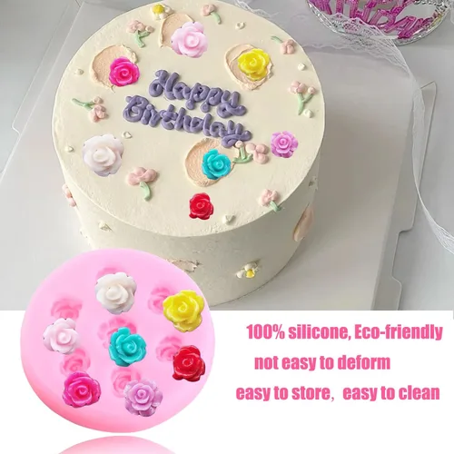 Miniatura 3 de Mujiang Molde de fondant de flores de rosa, moldes de silicona para decoración de pasteles, decoración de cupcakes, pasta de goma de mascar