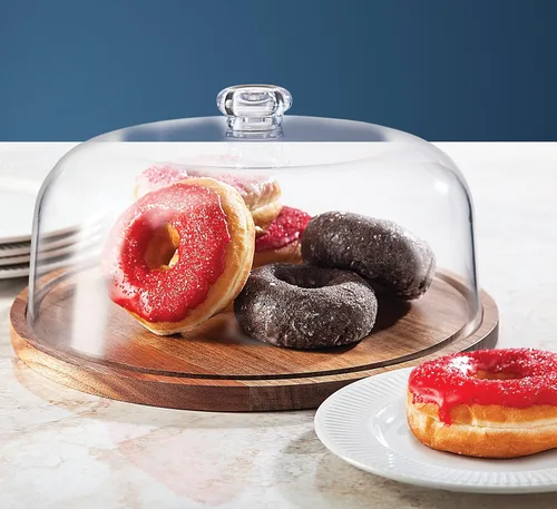 Miniatura 7 de Godinger - Soporte para tartas, plato para servir tartas con cúpula, madera de acacia y tapa acrílica a prueba de roturas