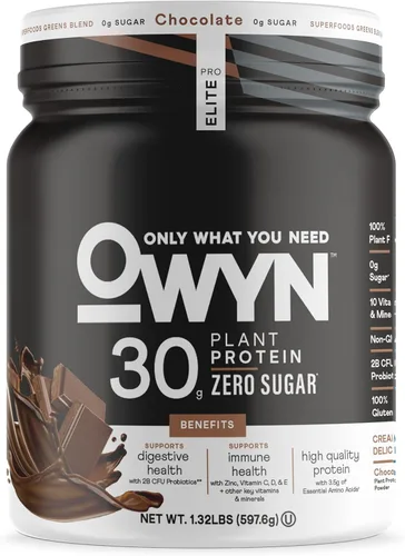 OWYN Only What You Need Pro Elite Polvo de proteína de alto contenido, 30g de proteína vegana para la recuperación después del entrenamiento,