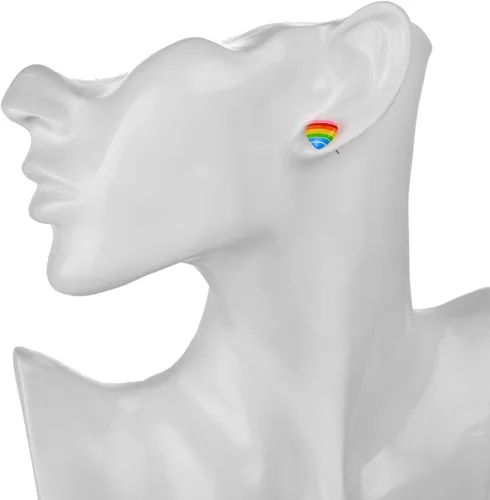 Miniatura 5 de Lux Accessories Juego de 6 aretes de tuerca Rainbow Equal Love Gay Pride, Diamante de imitación