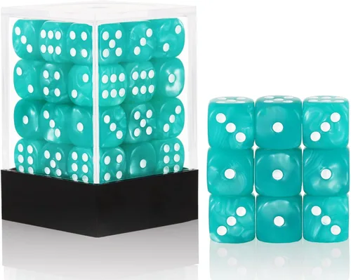 Miniatura 21 de 36 de paquete de dados de 12 mm de 6 caras MINI, juego de dados de patrón de perla, dados estándar de 6 caras para Yahtzee, Bunco o enseñanza