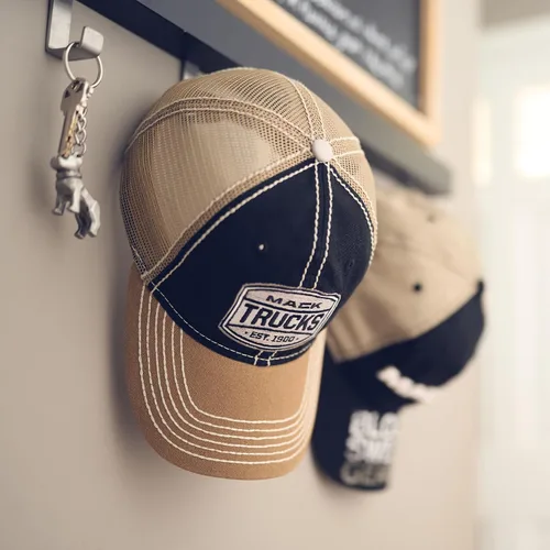Miniatura 4 de Mack Trucks Est. 1900 Gorra de malla de camionero Snapback de dos tonos negro y caqui, NegroCaqui