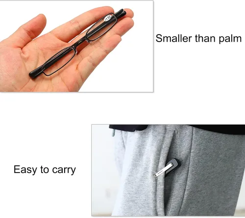 Miniatura 6 de Mini gafas de lectura delgadas tipo bolígrafo con estuche de clip portátil, lectores de bolsillo pequeños para hombres y mujeres