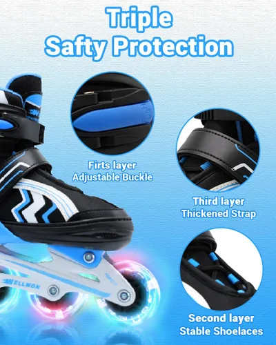 Miniatura 3 de Patines en línea para niños y niñas de 6 a 12 años, patines ajustables para principiantes con ruedas iluminadas para niños, jóvenes y adolescentes