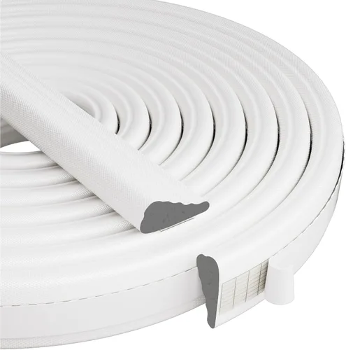 Burletes de Ventana en Forma de Cuña Tira de Sellado para Marco de Puerta 2 Piezas×196 pulgadas Blanco, Espuma Negra Mejorada, Insonorización, Tapón