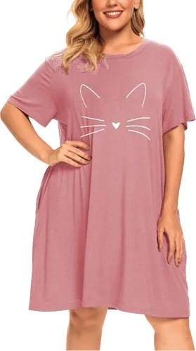 Miniatura 3 de Camisones de talla grande para mujer, ropa de dormir con gráficos, vestidos de noche con bolsillos