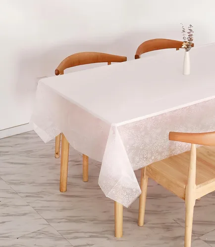 Miniatura 2 de Manteles desechables para fiestas: mantel de plástico impermeable de 54 x 108 pulgadas, se utiliza para decoración en bodas, fiestas de cumpleaños