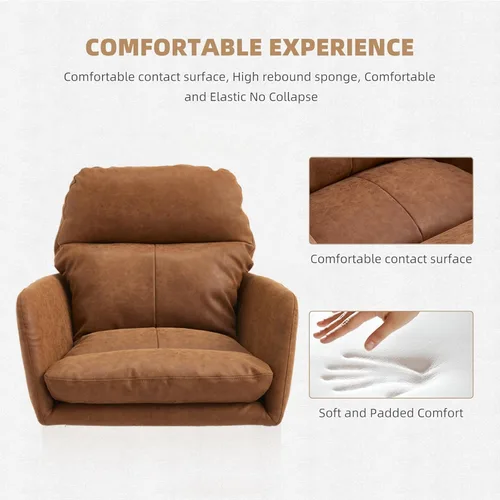 Miniatura 3 de XIFAN - Silla de oficina de piel sintética con asiento acolchado grueso, giratorio de 360°, silla de escritorio ajustable en altura con base