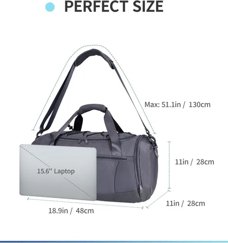 Miniatura 6 de Sportsnew Bolsa de gimnasio para mujeres y hombres con compartimento para zapatos y bolsillo húmedo, bolsa de deporte con soporte para esterilla