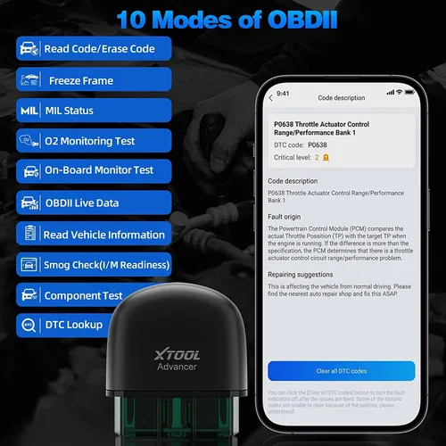 Miniatura 3 de Escáner OBD2 XTOOL Advancer AD20, Herramienta de Escaneo de Diagnóstico de Luz de Verificación del Motor para iPhone/Android, Escáner OBDII
