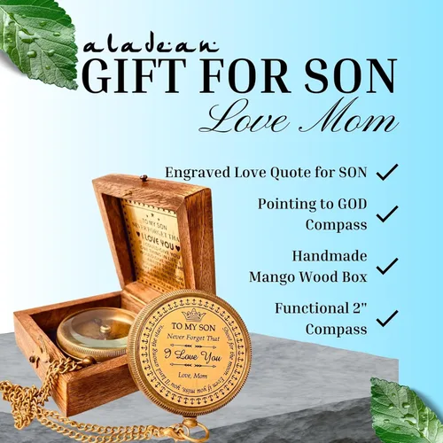 Miniatura 4 de Regalo para hijo de mamá y papá Brújula grabada de 5 cm - Regalos del padre al hijo, regalos de mamá al hijo para graduación 2025, bautizo