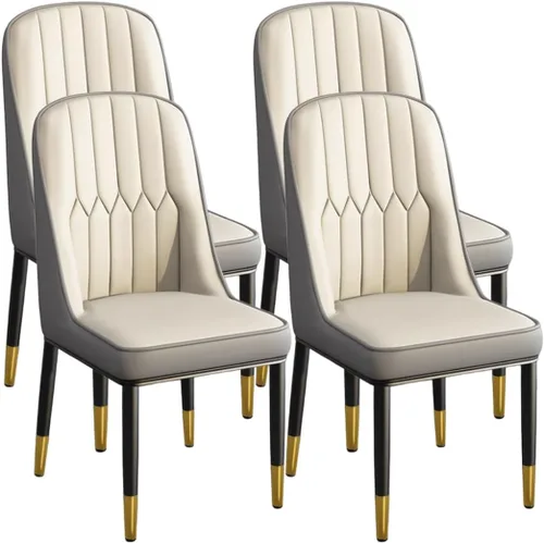 Miniatura 44 de YVYKFZD Juego de 2/4 sillas de comedor, sillas de cocina con respaldo y patas de metal, silla de comedor de piel sintética, silla auxiliar cómoda