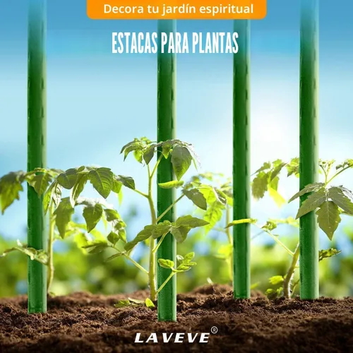 Miniatura 6 de LAVEVE Garden Stakes - Estaca para tomate de acero resistente de 48 pulgadas, soporte recubierto de plástico para asegurar árboles, plantas