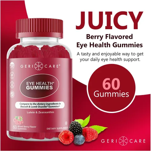 Miniatura 5 de GeriCare Gomitas de apoyo para los ojos, suplemento diario de luteína y zeaxantina para la salud de la visión, de origen natural, a base de plantas