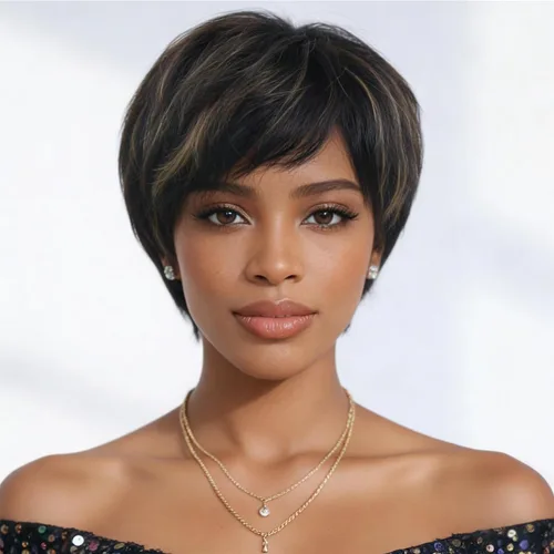 Miniatura 22 de Pelucas Honey Blonde sin pegamento para usar y quitar, pelucas de cabello humano cortas con corte Pixie para mujeres, peluca de cabello humano corta