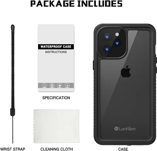 Miniatura 9 de Lanhiem Funda para iPhone 12 Pro, funda impermeable IP68 a prueba de polvo con protector de pantalla integrado (no para iPhone 12), funda protectora