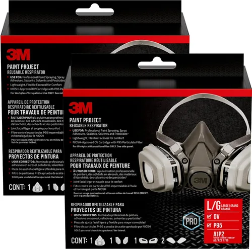 3M P95 / Proyecto de pintura de vapor orgánica Respirador reutilizable 6311, tamaño grande, aprobado por NIOSH, uso para pulverización de pintura