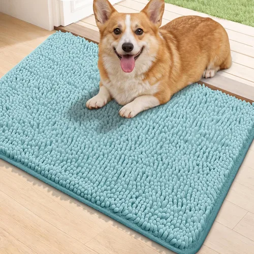 Miniatura 15 de Bcoimo Tapete súper absorbente para puerta de perro, 30 x 20 pulgadas, tapete antideslizante para patas fangosas, alfombras para mascotas para patas