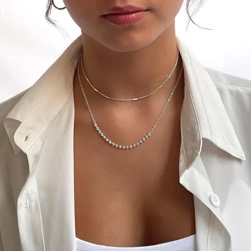 Miniatura 7 de Annika Bella Gargantilla de cadena para mujer, gargantilla de plata de ley 925, longitud de 13 a 16 pulgadas, collares cortos para adolescentes