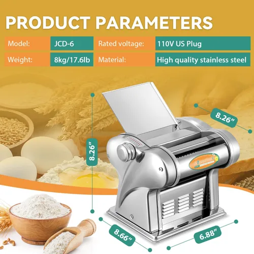 Miniatura 5 de Newhai Máquina Eléctrica Familiar para Hacer Pasta, Fabricante de Fideos, Rodillo de Masa para Espaguetis, Prensa de Acero Inoxidable 135W para Uso