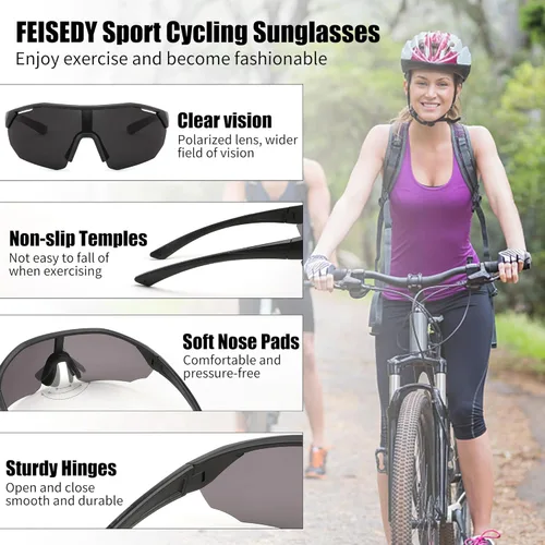 Miniatura 4 de FEISEDY Gafas de sol polarizadas béisbol marco ligero hombres mujeres deportes ciclismo sol gafas para MTB UV400 protección B0056