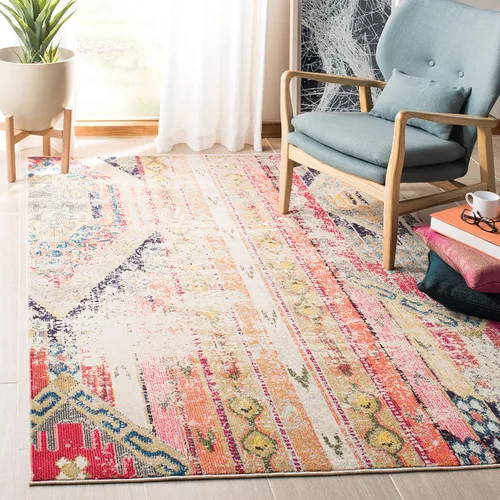 Miniatura 16 de SAFAVIEH Madison Collection - Alfombra decorativa de 2 pies 2 pulgadas x 4 pies, verde y naranja, diseño tribal envejecido, no desprende pelusa