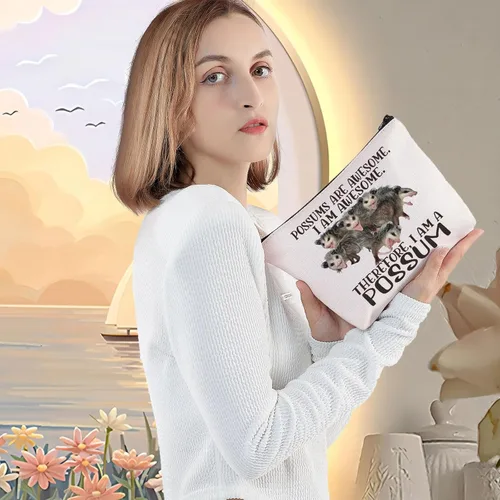 Miniatura 5 de LEVLO Zarigüeya Cosmética Bolsa de Maquillaje Zarigüeya Amante Regalo Zarigüeyas Son Impresionantes Bolsa De Bolsa De Cremallera De Maquill