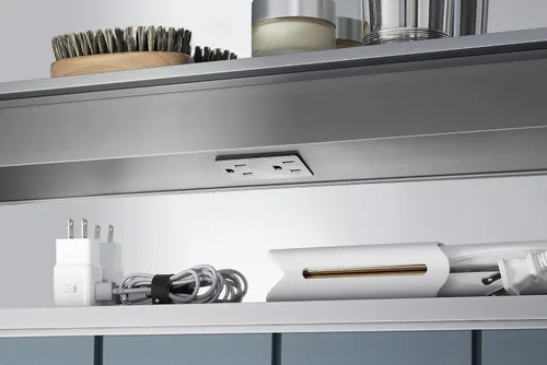 Miniatura 5 de Kohler K-81144-SLE-DA1 Maxstow Botiquín con luz LED, puerta de espejo y estantes escalonados, marco rectangular, 17" x 24