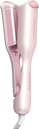 SHEGLAM Ondulador de cabello ondulado de playa (rosa, 0.75 pulgadas)