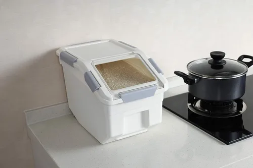Miniatura 10 de EonTone - Paquete de 4 contenedores de almacenamiento de ingredientes (25 L paquete de 2) (15 L paquete de 2) con ruedas y tapa con traba sellada PP