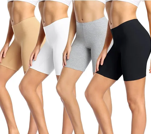 wirarpa Pantalones cortos de algodón para mujer, anti rozaduras, suaves, para motociclista, paquete de 4