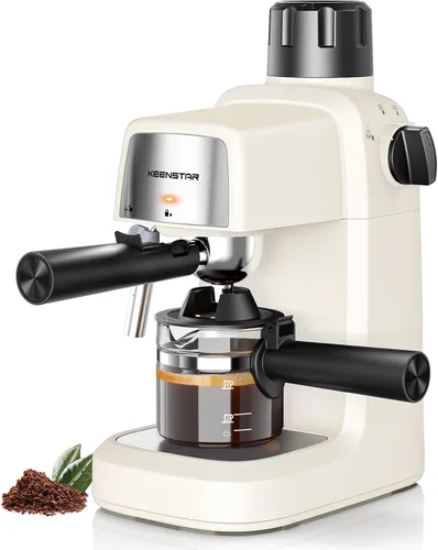 Miniatura 8 de KEENSTAR Máquina de café expreso de 3.5 bar con espumador de leche, máquina compacta de espresso y capuchino de 800 W con función