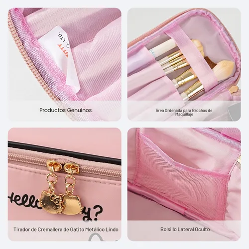 Miniatura 7 de AmBealla Bolsa de maquillaje grande impermeable con soporte para brochas de maquillaje, lindo organizador de maquillaje impreso para mujeres que