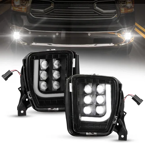 BUNKER INDUST Dodge Ram - Juego de luces antiniebla LED con juego de luces de circulación diurna, par de luces antiniebla de conducción tipo L,