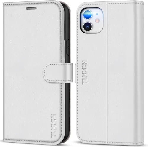 Miniatura 21 de TUCCH Funda tipo cartera para iPhone 11, [con bloqueo RFID] ranuras para tarjetas, soporte, cierre magnético, funda protectora de piel sintética
