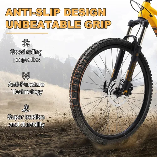 Miniatura 2 de Hycline Juego de neumáticos para bicicleta de montaña: 2 unidades de 20/24/26x1.95 pulgadas de repuesto plegables de alta densidad para bicicletas