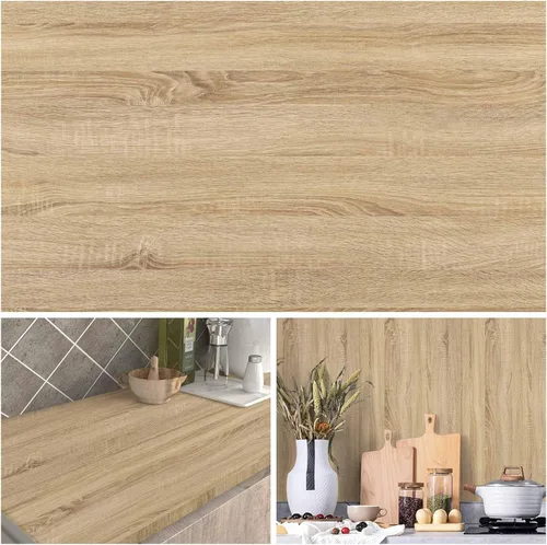 Miniatura 8 de LXCREAT Papel de contacto de bloque de carnicero de madera sintética, papel tapiz Shiplap para despegar y pegar, tablones de madera para paredes