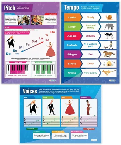 Miniatura 4 de Daydream Education Pósteres de música para el aula, juego de 5 pósteres con elementos musicales, extra grandes, 33.5 x 24 pulgadas, papel brillante