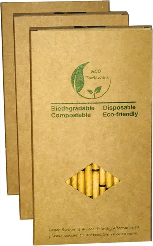 Miniatura 3 de Pajitas de papel de bambú amarillo para reemplazar la pajita de plástico, 100 pajitas de bambú 100% orgánicas respetuosas con el medio ambiente