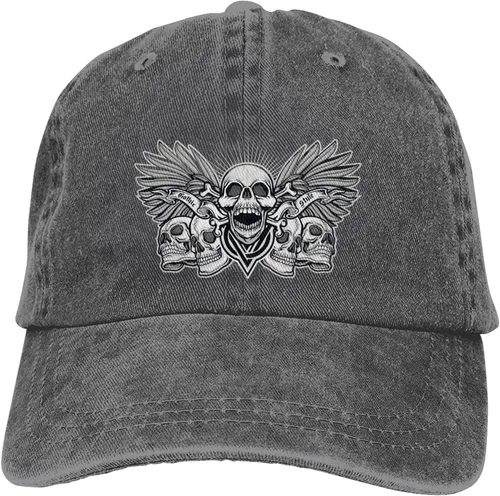 Miniatura 9 de Cowboy Hat Trendy Hats for Man and Women Djustable Four Season Outdoor Baseball Cap of Hell Skull with Angel Deep Heather