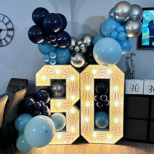 Miniatura 5 de Juego de globos azules y plateados, globos azules y plateados de 12 pulgadas, globos de látex azul marino oscuro y confeti para fiesta, globo mixto